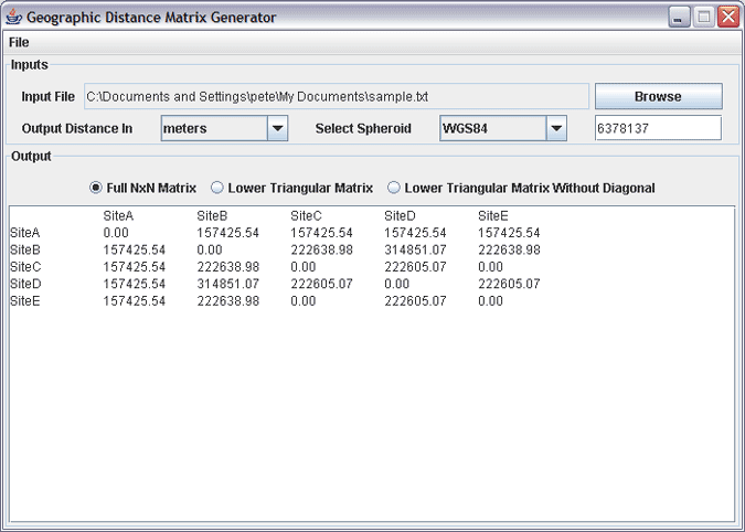 GDMG Interface showing results